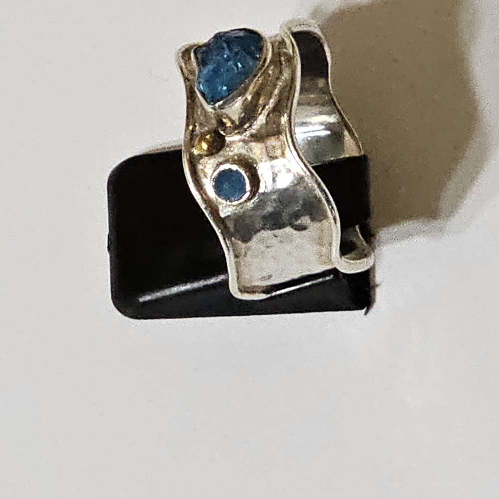 Vintage DBM Kensington Topaz & Quartz Sterling Silver Ring. Unisex ❤️ - Picture 4 of 6